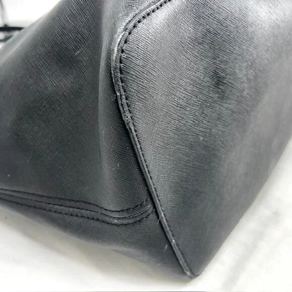 New $348  MICHAEL KORS BLACK STUD LARGE LEATHER TOTE SHOULDER BAG With Scarf (4) - Picture 11 of 13